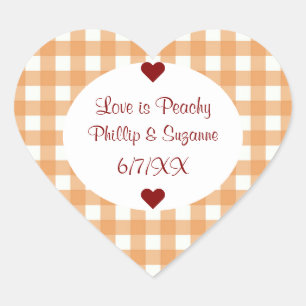 Peach Jelly Wedding Favor Jar Sticker Labels
