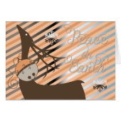Peach Jingle Bells Stripe Christmas Greeting Card (Front Horizontal)