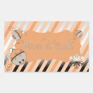 Peach Jingle Bells Stripe Rectangle Sticker