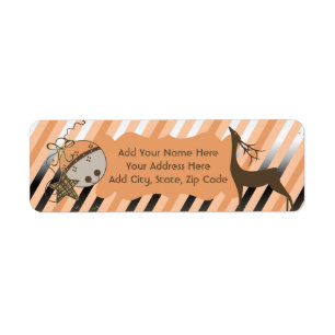 Peach Jingle Bells Stripe Return Address Labels