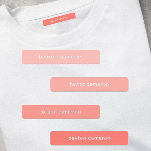 Peach Kids Name Iron On Clothing Labels