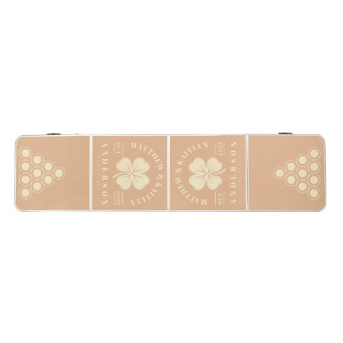 Peach Kiss Irish Lucky Clover Wedding Crest Beer Pong Table