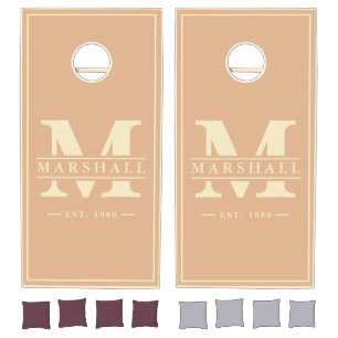 Peach Kiss Name & Initial Overlay Cornhole Set