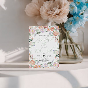 Peach & Lavender Floral Graduation Invite