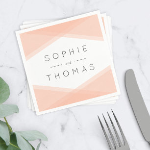 Peach Layered Geometric Wedding Napkins