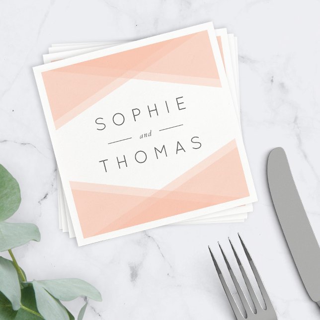Peach Layered Geometric Wedding Napkins (Creator Uploaded)