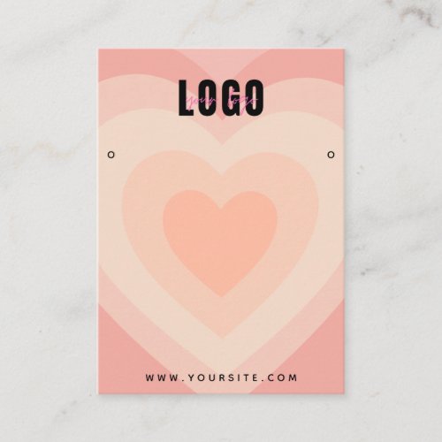 Peach Layered Heart Love Earrings Jewelry Display Business Card
