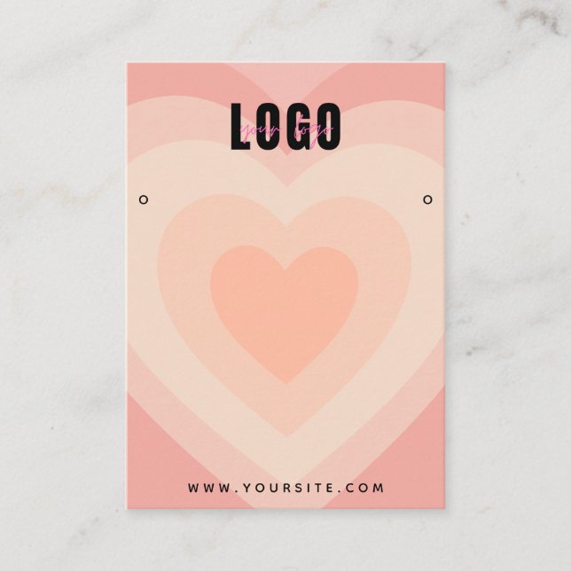 Peach Layered Heart Love Earrings Jewelry Display Business Card (Front)
