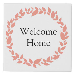Peach Leaf Welcome Home Customizable Faux Canvas Print