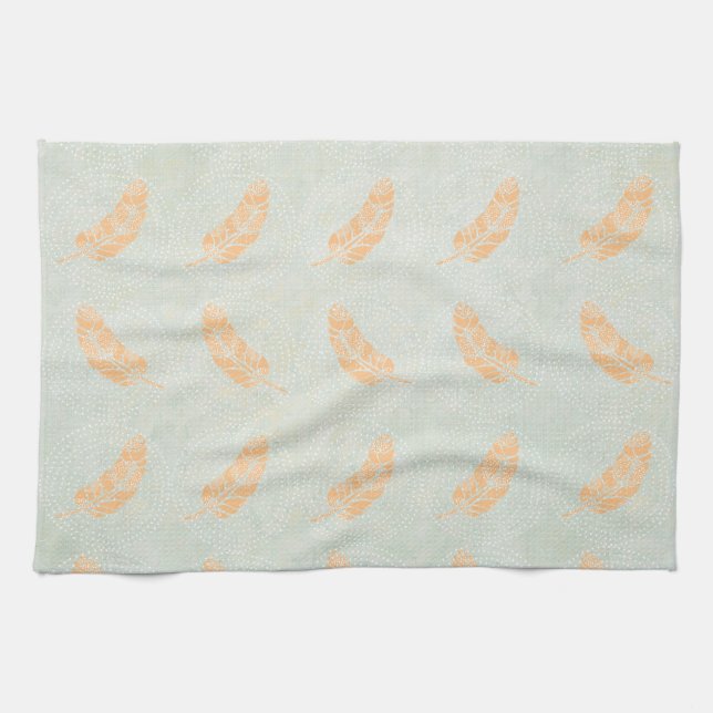 Peach Leaves Illustration Towel (Horizontal)