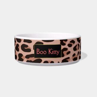 Peach Leopard Print Custom Cat Bowl
