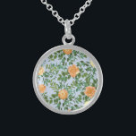 Peach Light Blue Wedding Roses Floral Sterling Silver Necklace<br><div class="desc">Beautiful peach roses on light blue wedding collection is great for a unique elegant soft pastel spring wedding.</div>