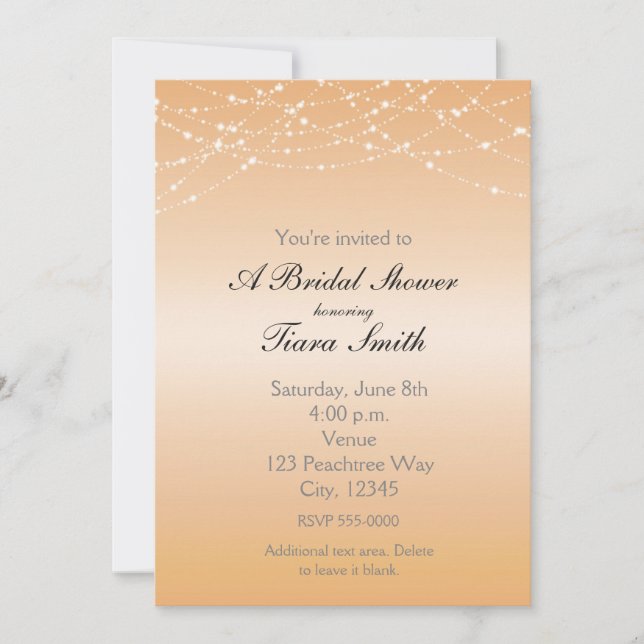 Peach Light Glow Bridal Glitter Elegant Invitation (Front)
