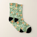 Peach & Light Green Peony & Rose Floral Wedding Socks<br><div class="desc">Beautiful Peach & Light Green peony & rose floral wedding invitations with abundant greenery.  Perfect for a floral theme or traditional white wedding in the Spring or Summer.  Customize the color and text to make this wedding invite your own!</div>