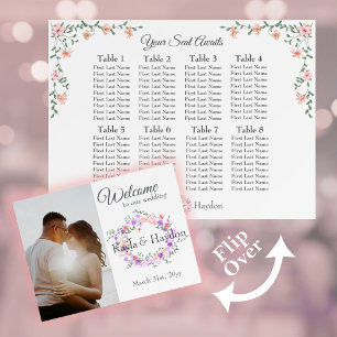 Peach, Lilac 8-Table Seating Chart & Welcome Sign