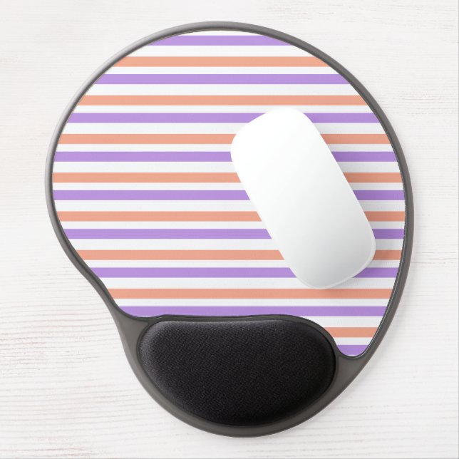 Peach Lilac White Geometric Stripes Gel Mouse Pad (Left Side)