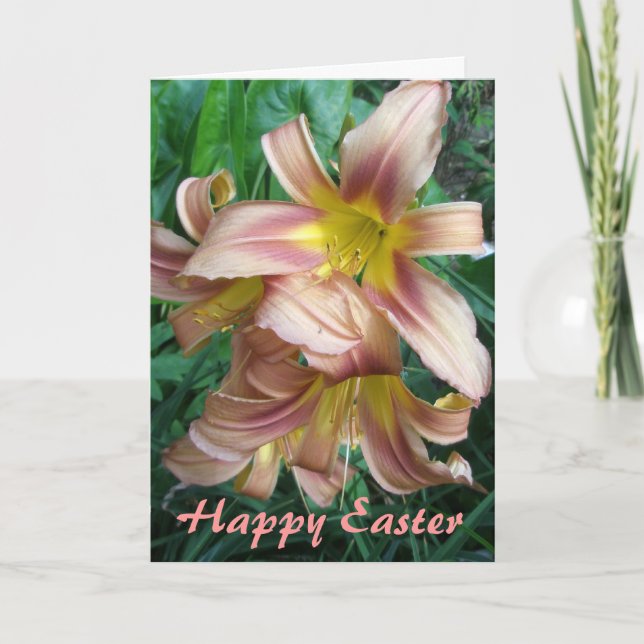 Peach Lily Easter Card (Front)