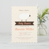 Peach Little Lamb Baby Shower Invitation (Standing Front)