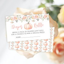 Peach little pumpkin baby shower diaper raffle enclosure card