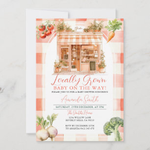 Peach Locally Grown Fresh Market Baby Shower Invitation