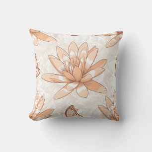 Peach Lotus Blossom Throw Pillow