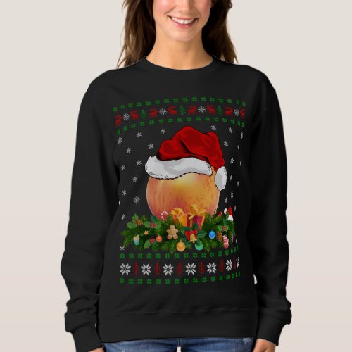 Peach Lover Xmas Santa Hat Ugly Peach Christmas Sweatshirt