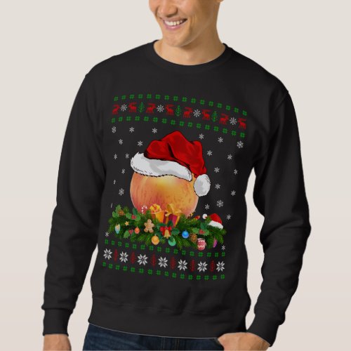 Peach Lover Xmas Santa Hat Ugly Peach Christmas Sweatshirt