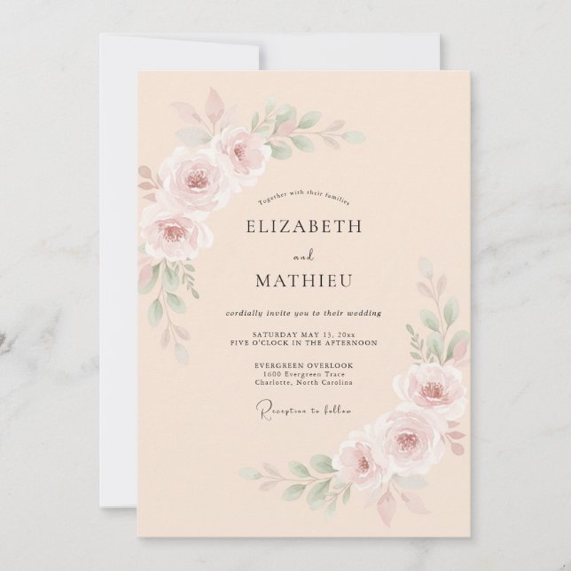 Peach Luminous Spring Wedding Invitation (Front)
