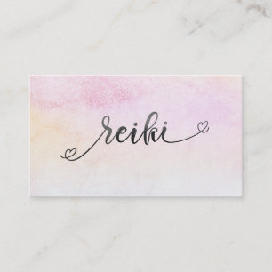 *~*  Peach Magenta Mint Black Glitter REIKI Business Card