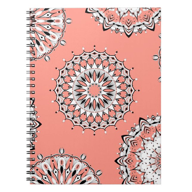 Peach Mandala 1 Spiral Notebook (Front)