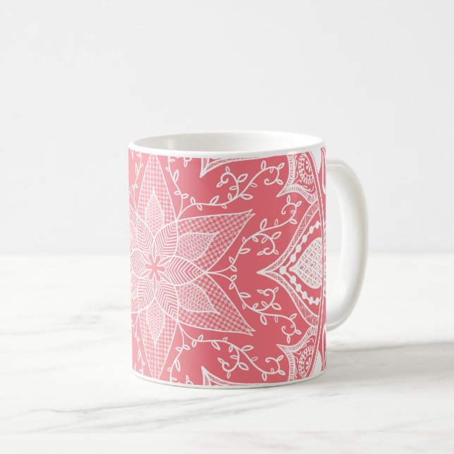 Peach Mandala Coffee Mug (Front Right)