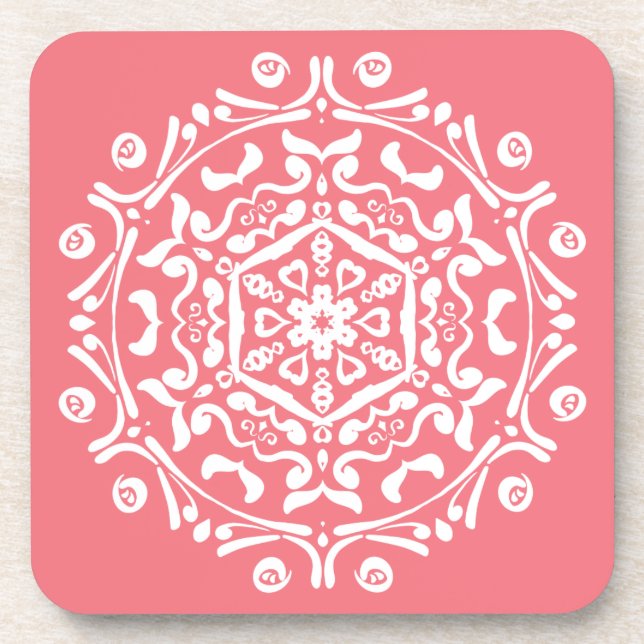 Peach Mandala Drink Coaster (Front)