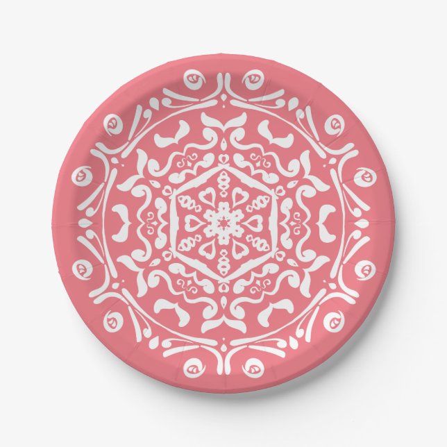 Peach Mandala Paper Plates (Front)