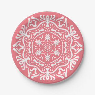 Peach Mandala Paper Plates
