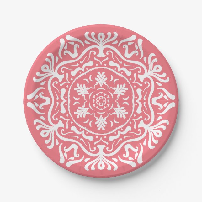 Peach Mandala Paper Plates (Front)