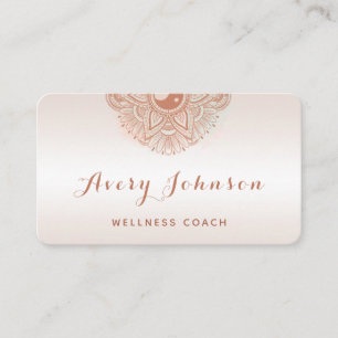 Peach Mandala Wellness Coach Modern Social Media Business Card