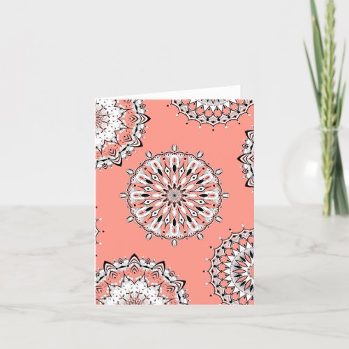 Peach Mandalas 2 Folded Greeting Card 