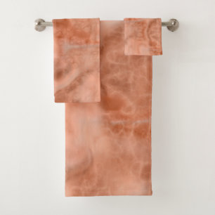 Peach Marble abstract Bath Towel Set