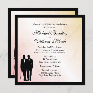 Peach Marble Gay Wedding Invite