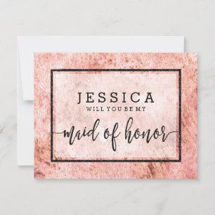 Peach Marble Will You Be My Maid of Honor Invitation