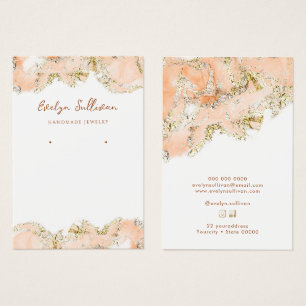 Peach marbling design jewelry display card