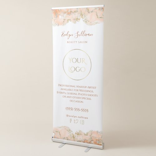 Peach marbling design retractable banner