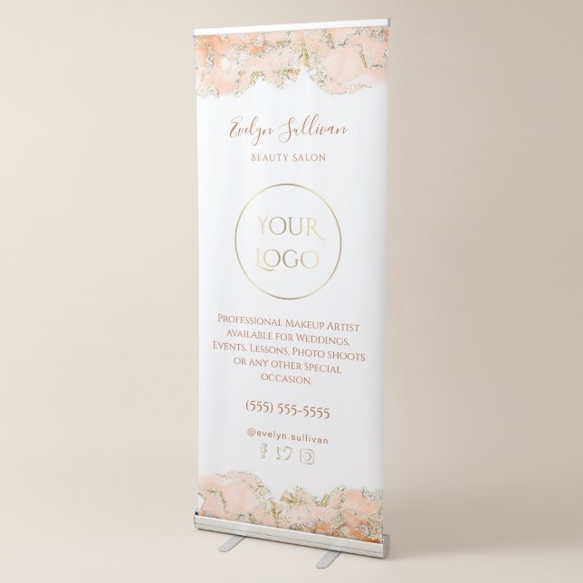 Peach marbling design retractable banner (3/4)