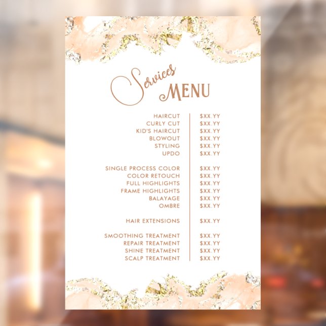 Peach Marbling Design Services Menu Window Cling (Sheet 2)