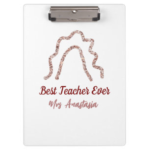 Peach marron glitter rainbow teacher appreciation clipboard