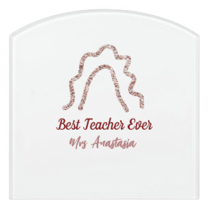 Peach marron glitter rainbow teacher appreciation door sign