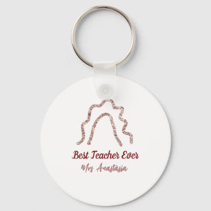 Peach marron glitter rainbow teacher appreciation keychain