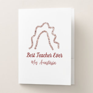 Peach marron glitter rainbow teacher appreciation pocket folder