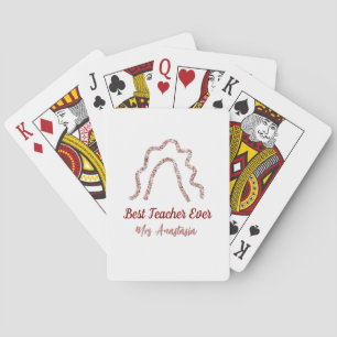 Peach marron glitter rainbow teacher appreciation poker cards