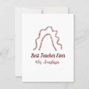 Peach marron glitter rainbow teacher appreciation postcard